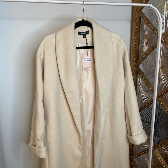 Missguided Cream Long Coat - Picture 2 of 6